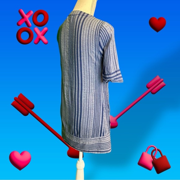 NWOT BCBGMaxAzria ‘Tonal Canyon Striped Zip Front Shift Dress’ in Chambray XXS - Picture 13 of 16